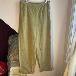 Travelsmith Olive Green Cotton Wide Leg Cropped Pants Size‎ 12